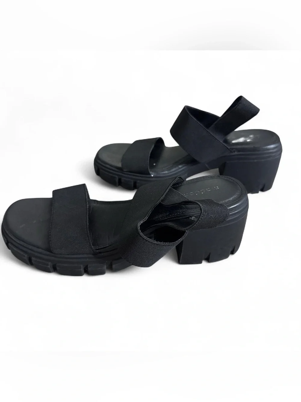 Madden Girl Black Chunky Platform Slingback Sandals - Women